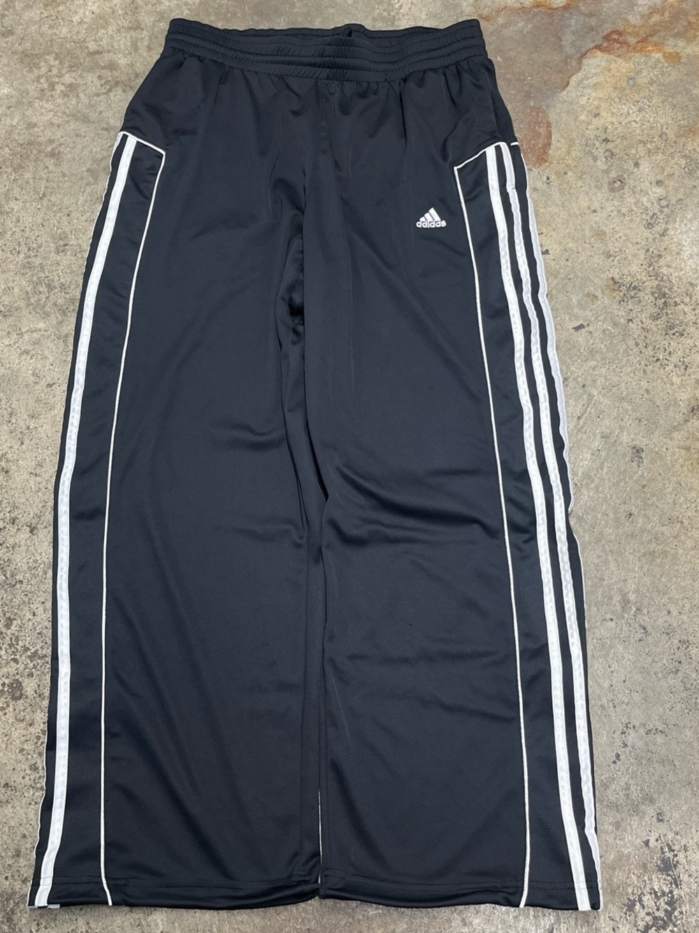 Y2K Adidas Track Pants Men’s Medium Black Stripes Breathable Streetwear Soccer